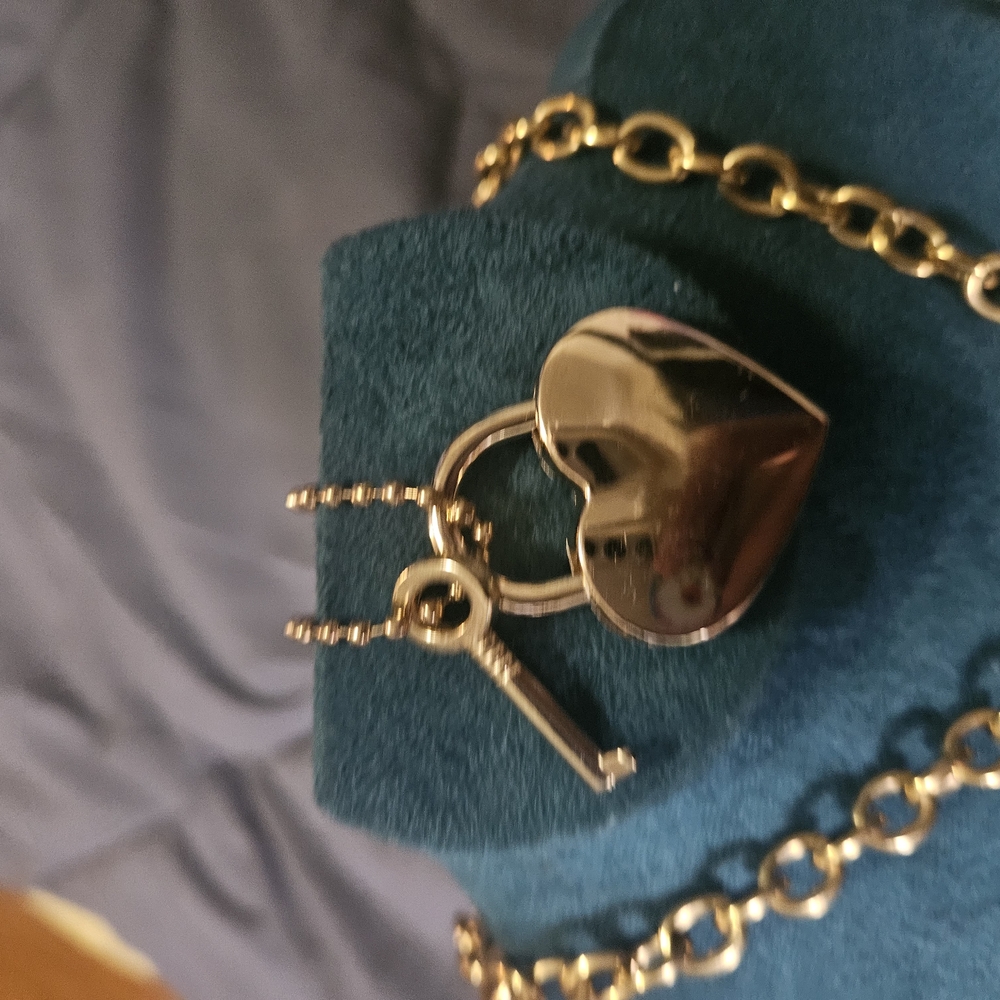 Edford Stainless Steel Gold Heart Necklace with Classic Chain - Picture 4 of 6
